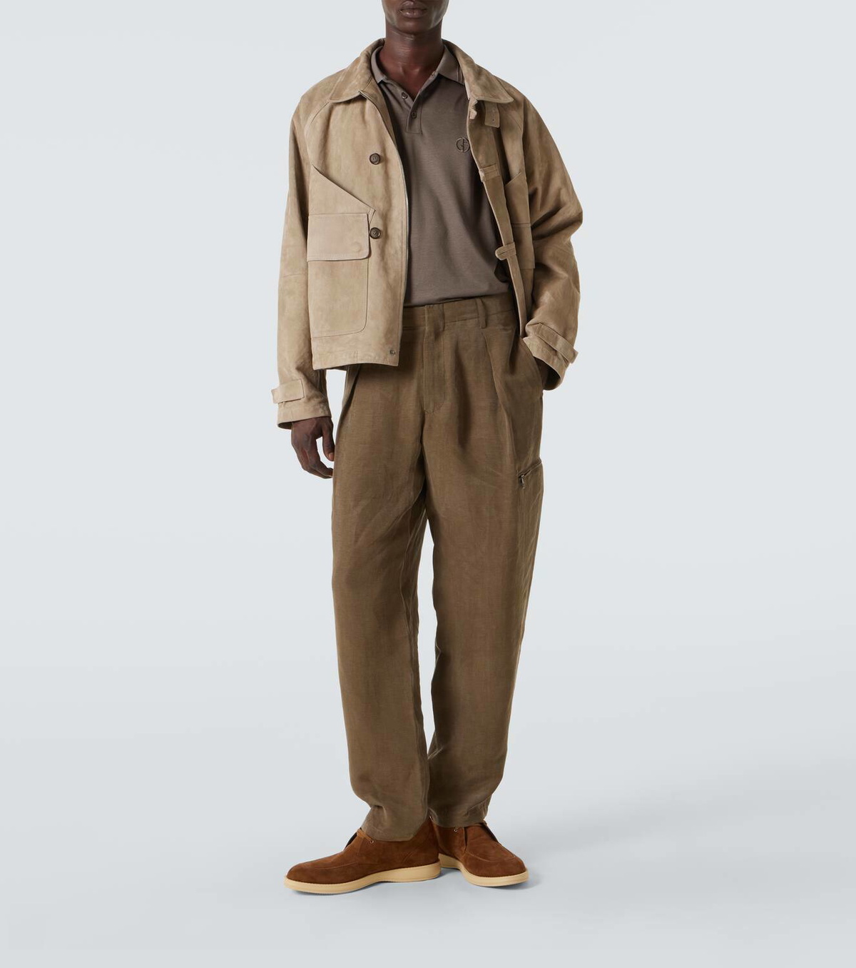 Giorgio Armani Silk, linen and cotton polo shirt