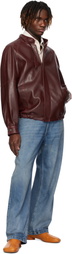 MM6 Maison Margiela Burgundy Sports Faux-Leather Jacket