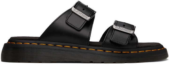 Photo: Dr. Martens Black Josef Leather Buckle Slide Sandals