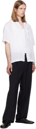 Hugo White Linen Camp Collar Shirt