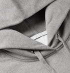 Helmut Lang - Printed Logo-Embroidered Fleece-Back Mélange Cotton-Jersey Hoodie - Gray