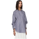 3.1 Phillip Lim Blue and White Gathered Sleeves Shirt