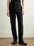 LOEWE - Slim-Fit Straight-Leg Grain de Poudre Wool and Silk-Blend Trousers - Black
