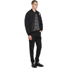 Balmain Black and White Striped Zip Sweatshirt