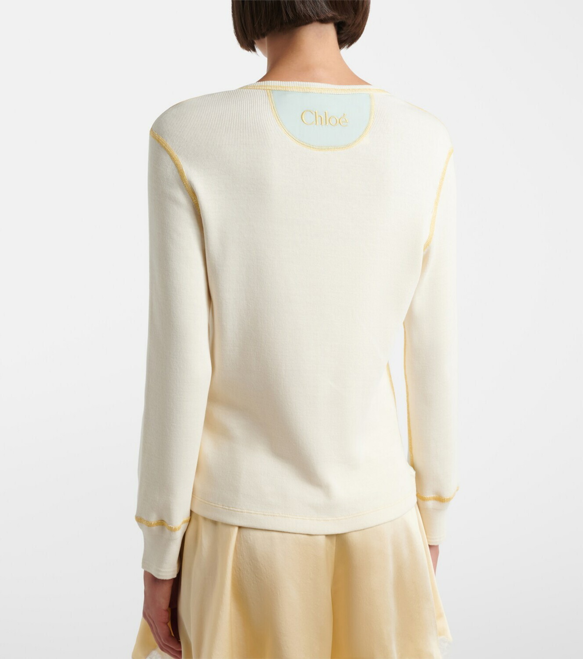 Chloé Ribbed-knit cotton jersey Henley shirt
