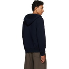 sacai Navy Cotton Cashmere Knit Hoodie
