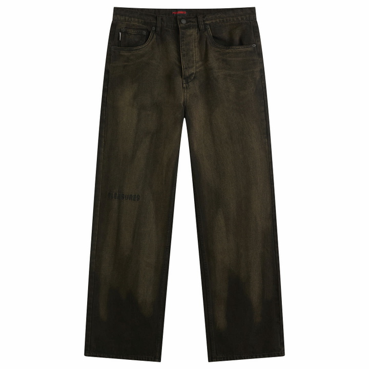 Photo: Pleasures Men's Oil Baggy Jeans in Dark Brown