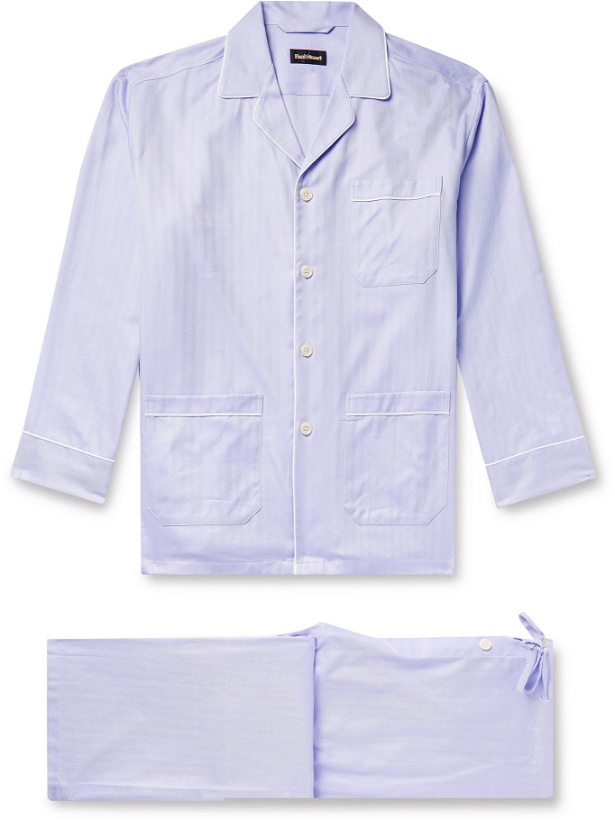 Photo: PAUL STUART - Herringbone Cotton Pyjama Set - Purple