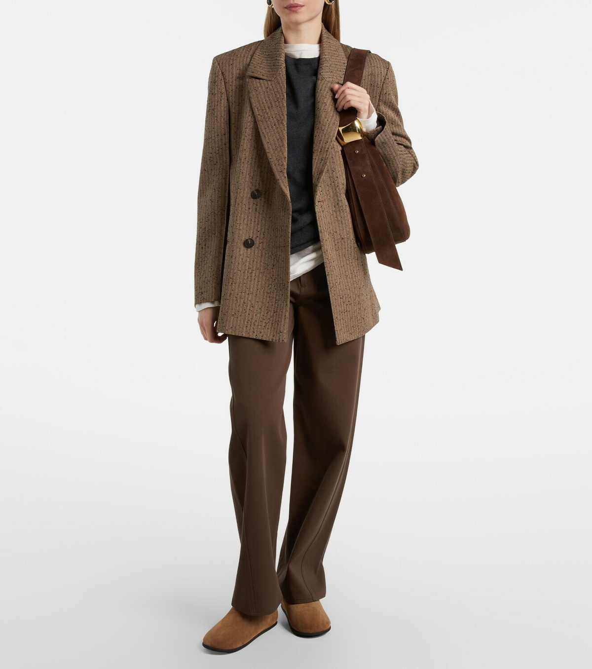 Christen Big Bootie shearling-trimmed suede slip-on shoes