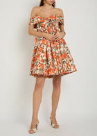 Chloe Floral-print Cotton Mini Dress Orange