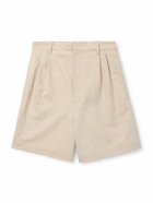 Bottega Veneta - Straight-Leg Pleated Linen and Cotton-Blend Twill Shorts - Neutrals