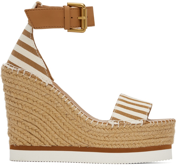 Photo: See by Chloé Tan & White Glyn Espadrille Heeled Sandals