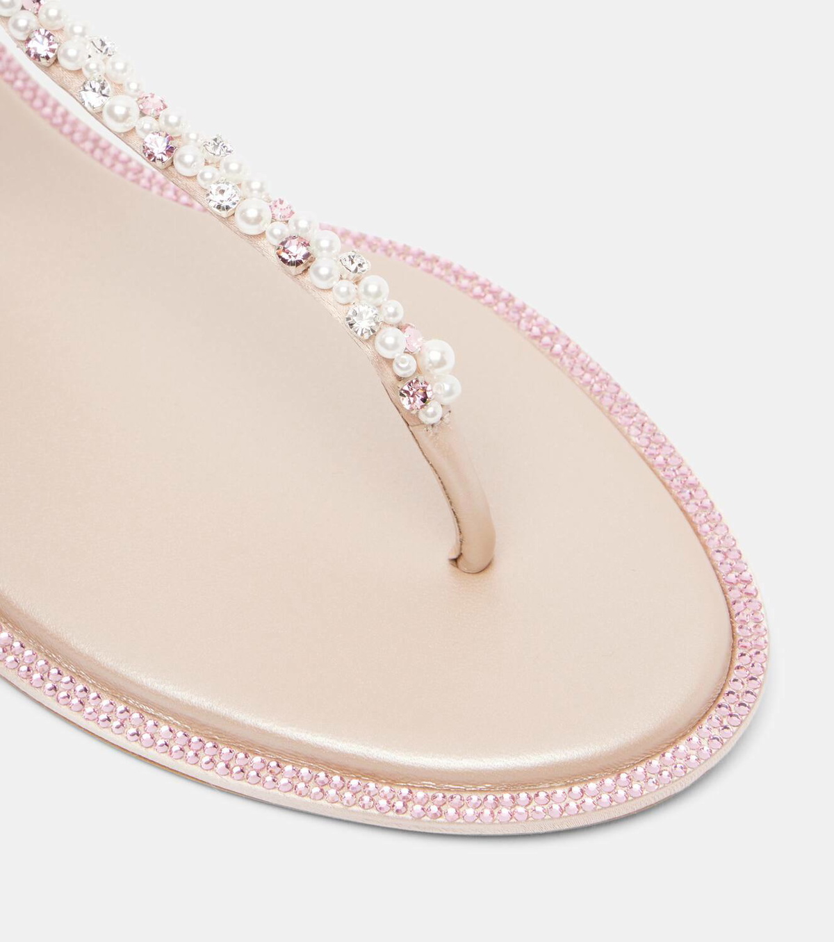 Rene Caovilla Diana embellished satin thong sandals