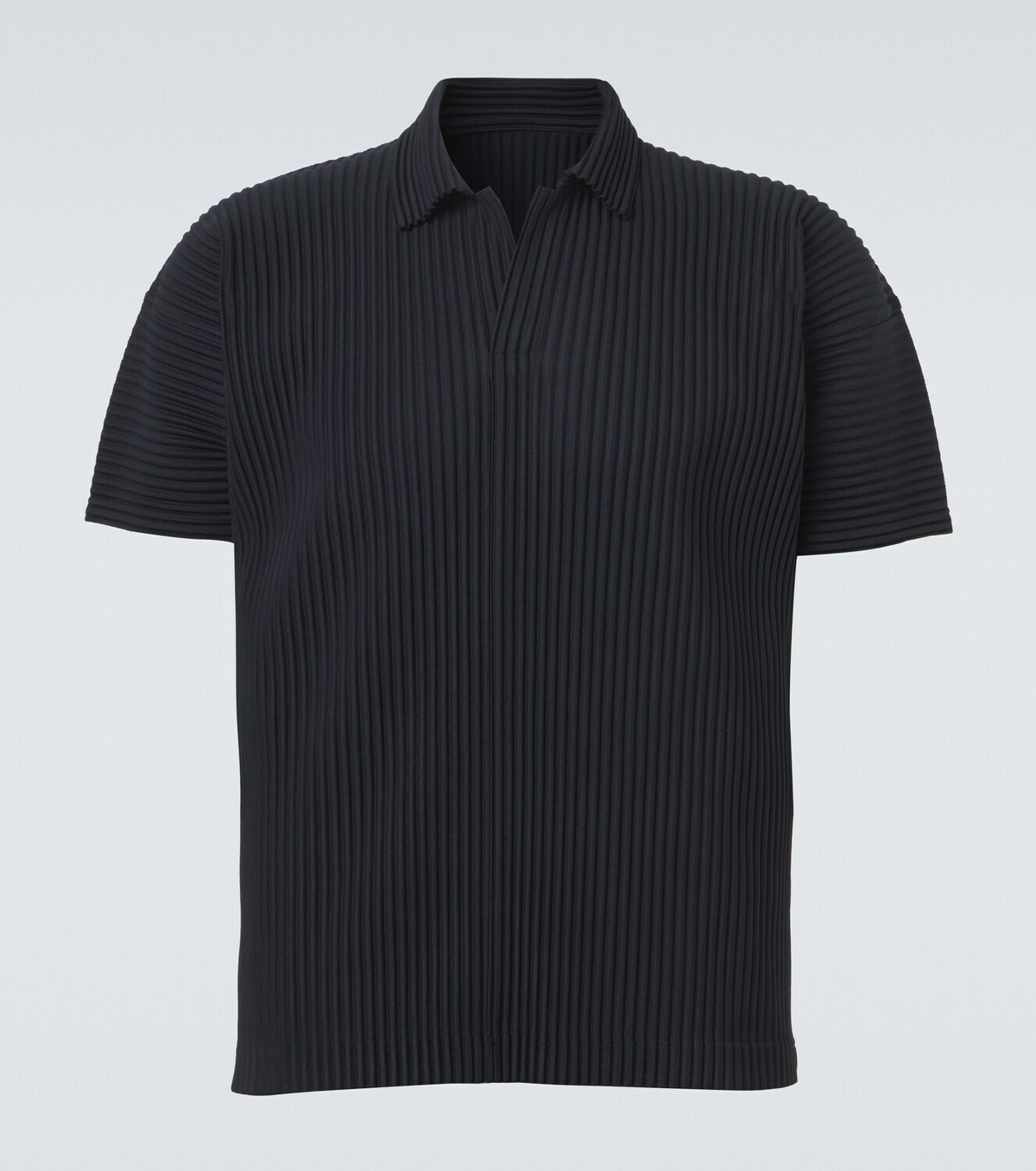 Homme Plissé Basic ポロシャツ黒　size3 Homme Plissé Issey Miyake Basics pleated polo shirt Homme Plisse