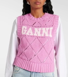 Ganni Logo intarsia cotton-blend sweater vest