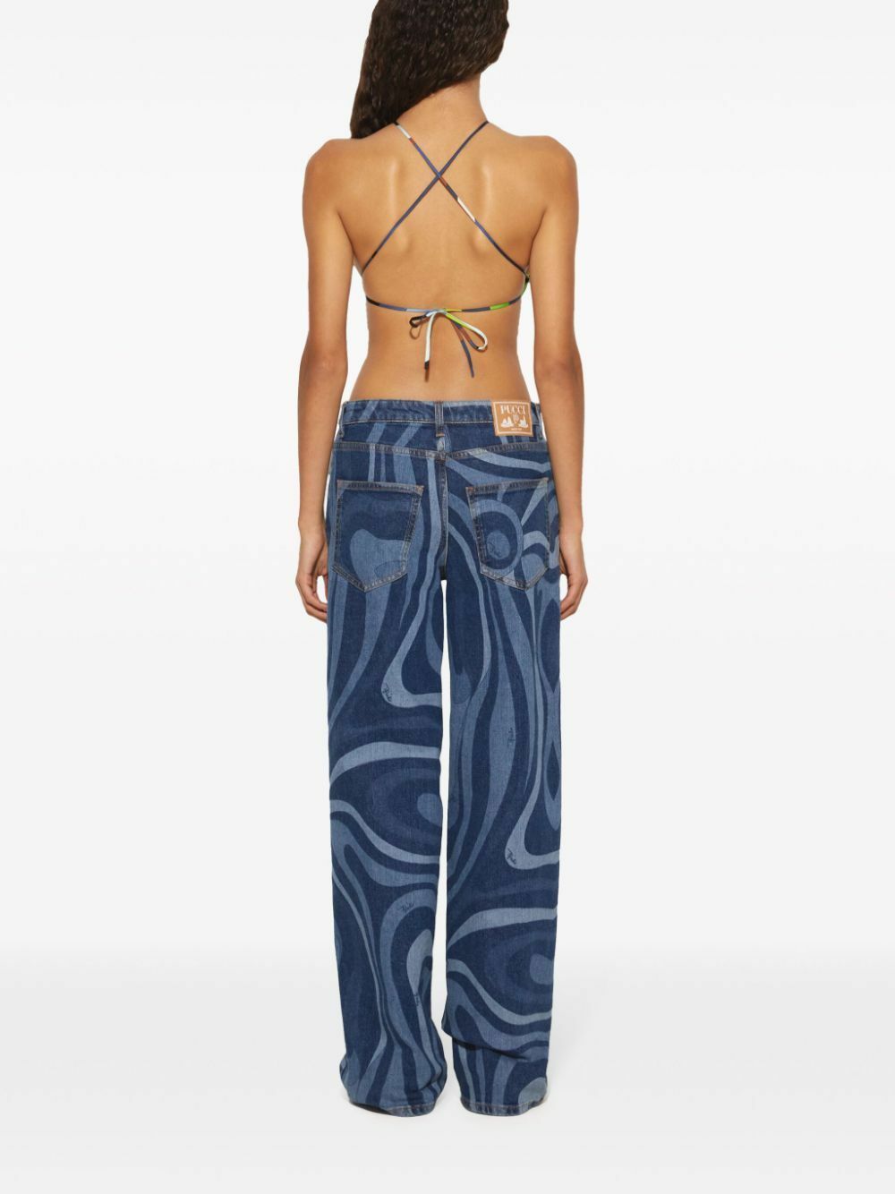 PUCCI Blue Marmo-Print Denim Top Emilio Pucci