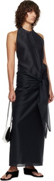 LE17SEPTEMBRE Navy Sheer Structured Midi Skirt