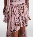 Blumarine Printed asymmetric georgette maxi skirt