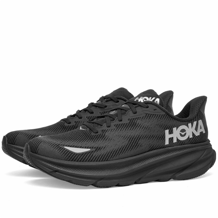 Photo: Hoka One One Men's Clifton 9 GTX Sneakers in Black/Black