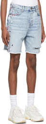 AMIRI Blue Denim Painter Bermuda Shorts