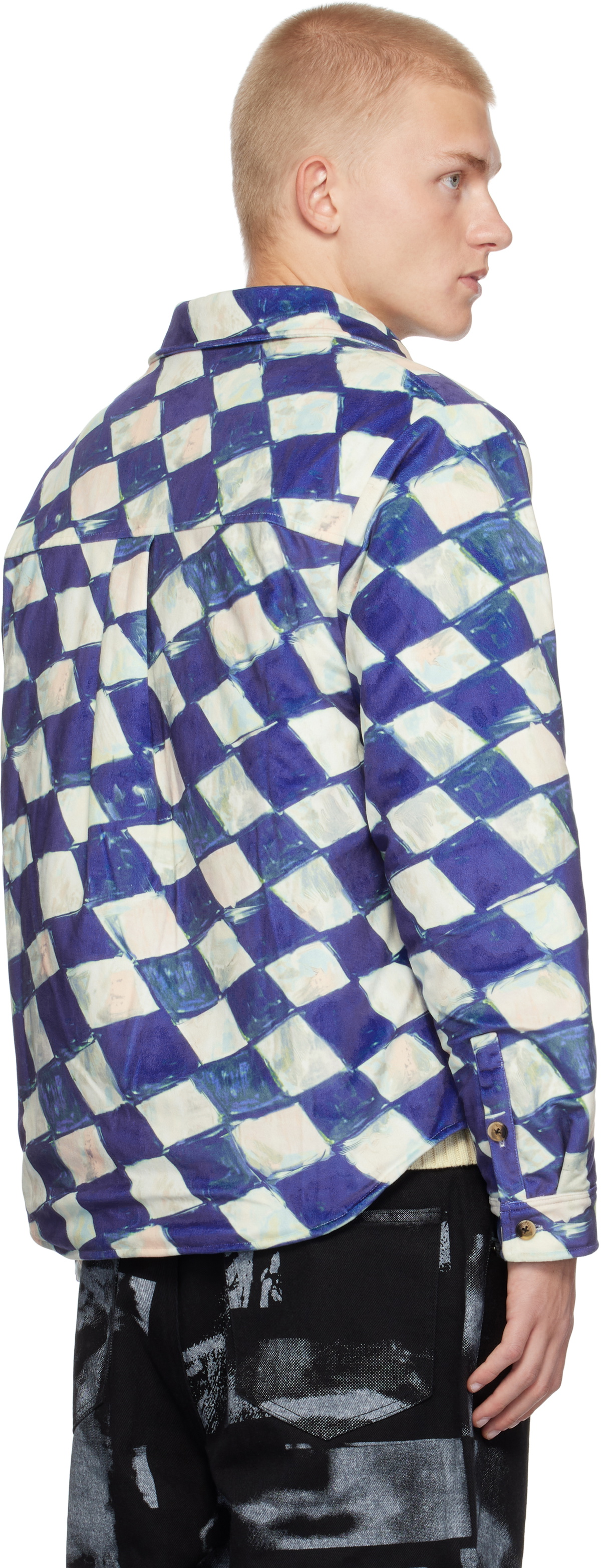 KidSuper Blue Moleskin Checkered Overshirt