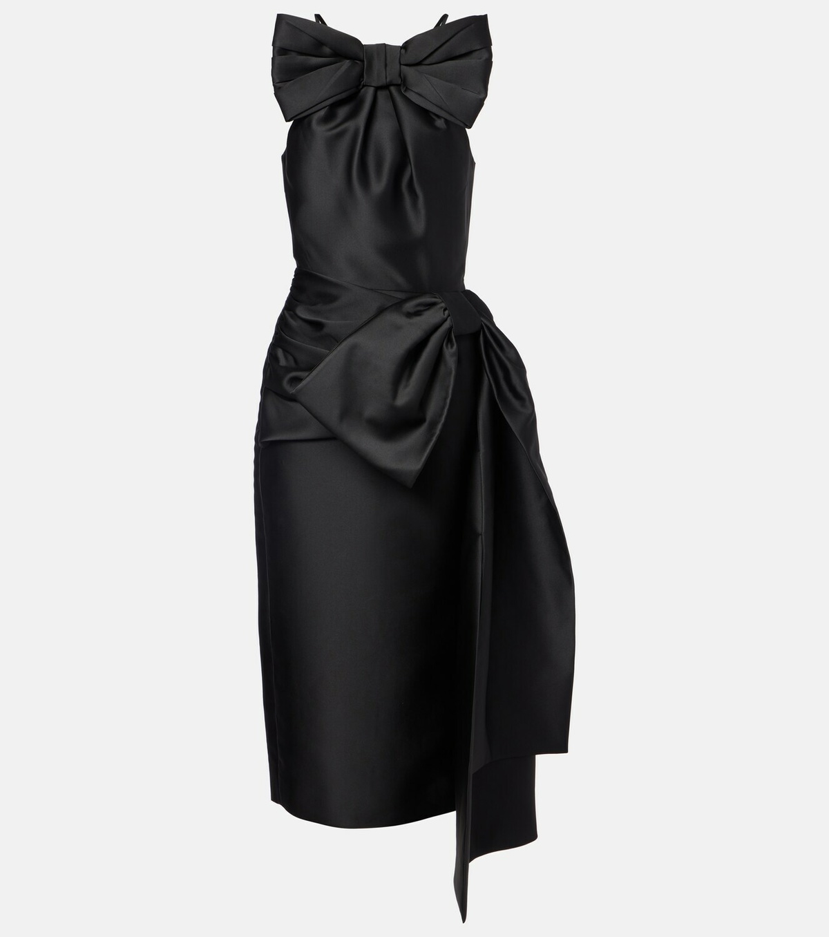 Shushu/Tong Bow-detail wool and silk-blend midi dress