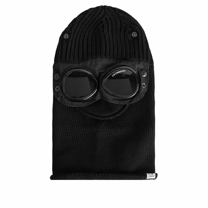 Photo: C.P. Company Men's Wool Goggle Balaclava in Black 