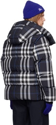 Burberry Navy Check Down Jacket