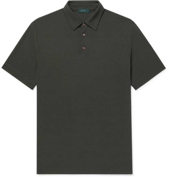 Photo: INCOTEX - Slim-Fit Ice Cotton-Jersey Polo Shirt - Green