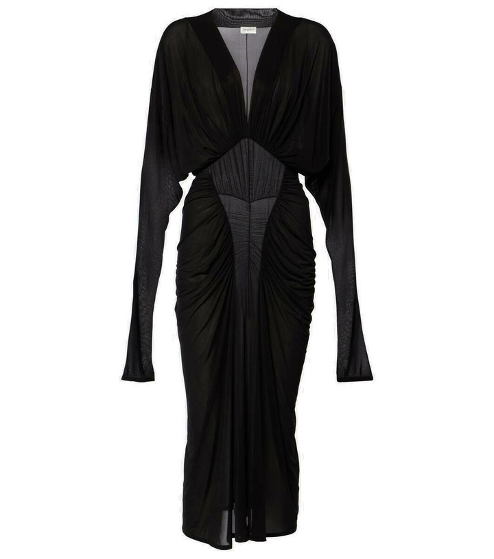 Photo: Saint Laurent Ruffled jersey maxi dress