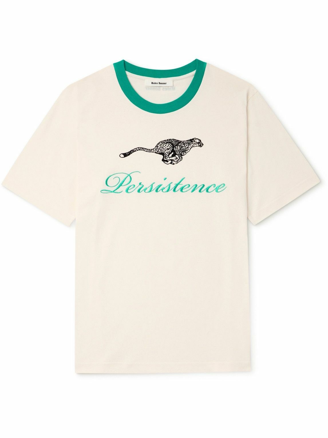 Photo: Wales Bonner - Resilience Embroidered Flocked Organic Cotton-Jersey T-Shirt - Neutrals