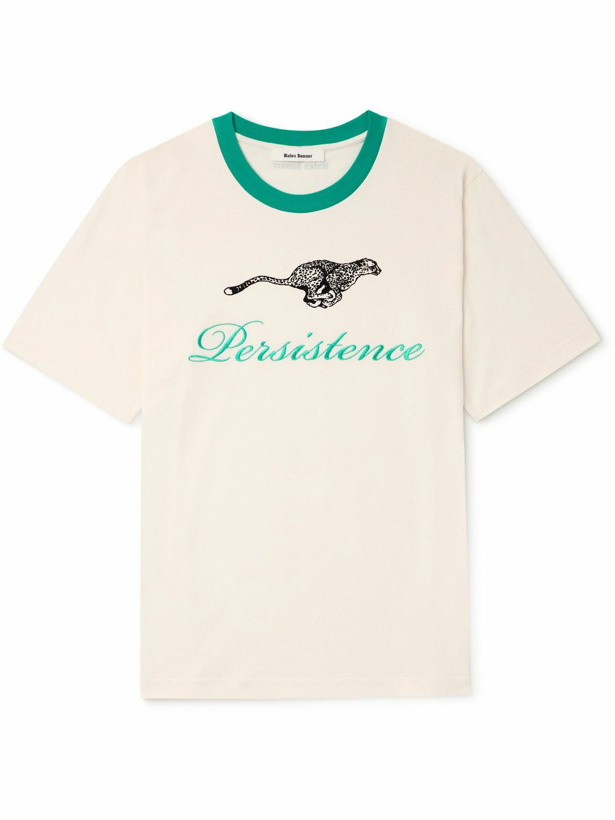 Photo: Wales Bonner - Resilience Embroidered Flocked Organic Cotton-Jersey T-Shirt - Neutrals