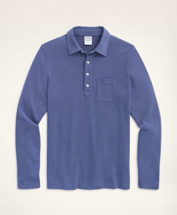 Photo: Brooks Brothers Men's Vintage Jersey Long-Sleeve Polo Shirt | Indigo