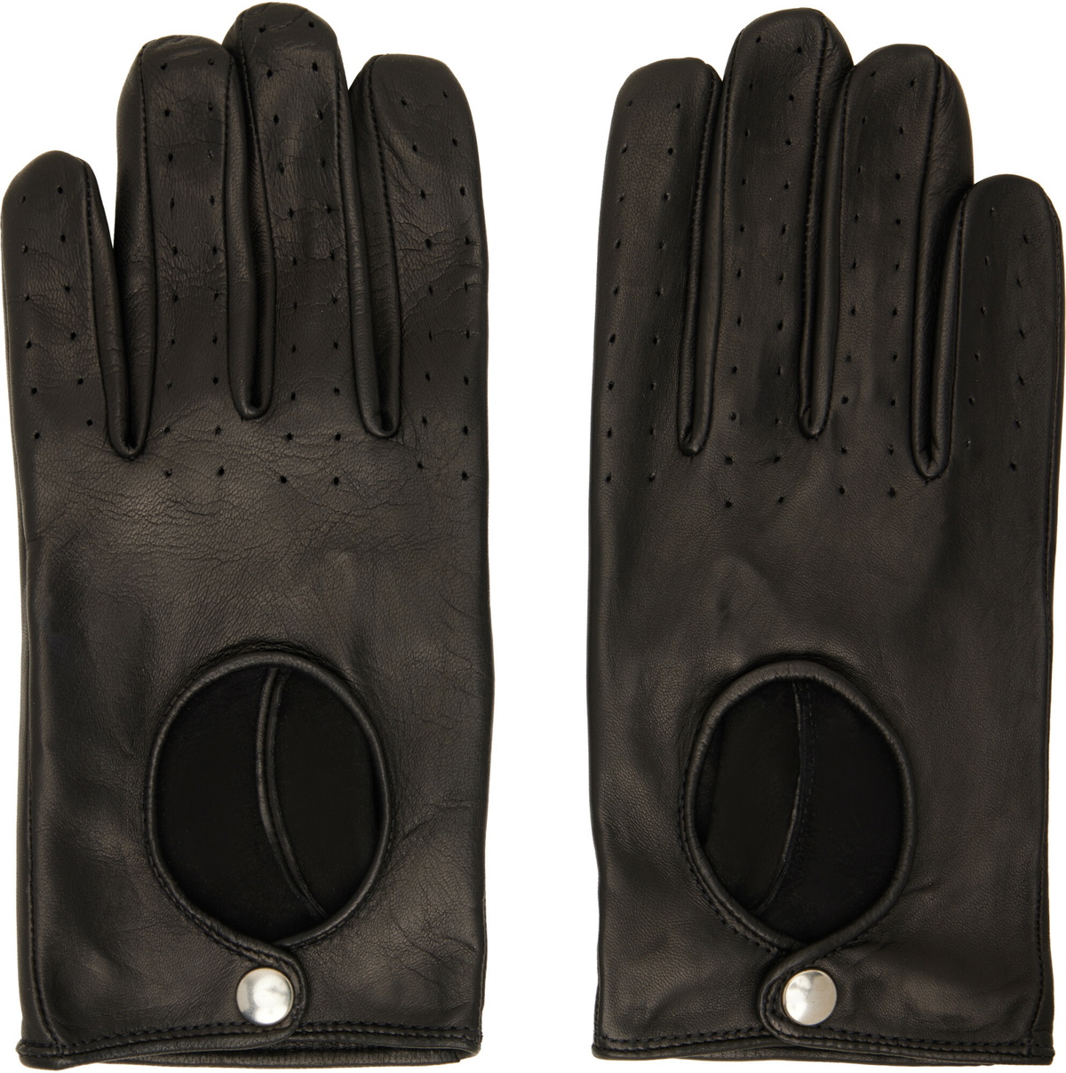 Ernest W. Baker Black Embroidered Cheetah Driving Gloves Ernest W