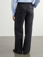 Oliver Spencer - Orsman Flared Pleated Striped Wool-Blend Suit Trousers - Gray