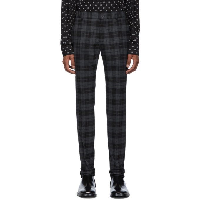 Photo: Balenciaga Black and Grey Checked Tailored Trousers