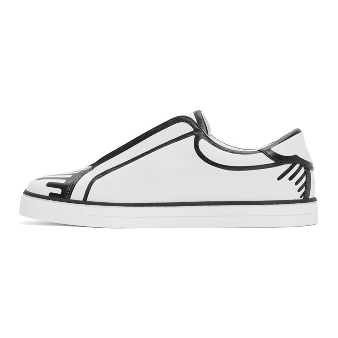 Fendi White and Black Joshua Vides Edition Leather Sneakers Fendi