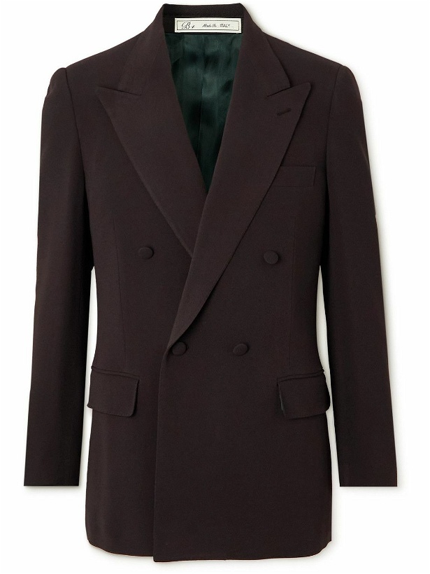 Photo: UMIT BENAN B - Double-Breasted Crepe Suit Jacket - Brown