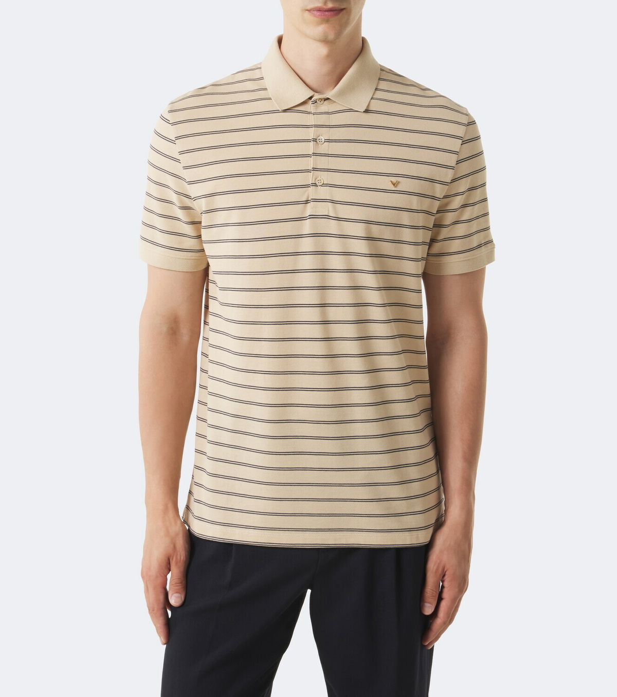 Valentino VGold striped cotton polo shirt
