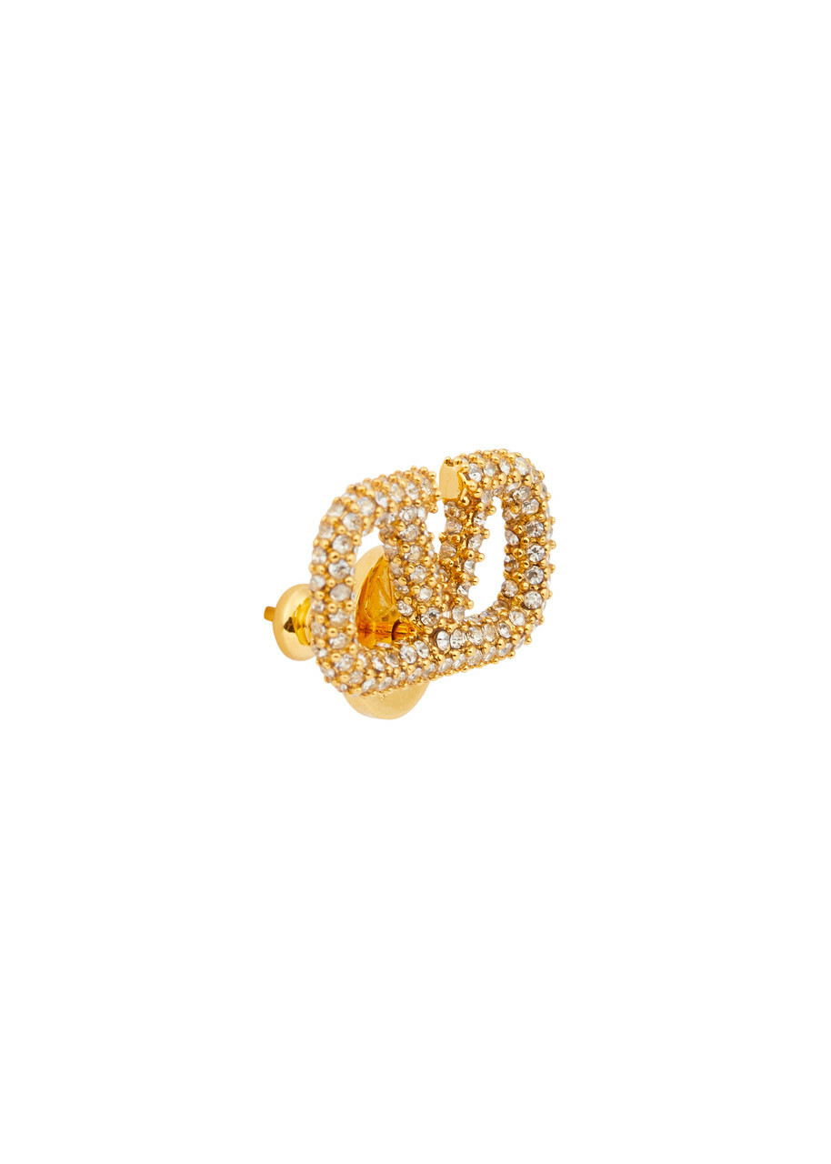 Valentino Garavani Vlogo Crystal-embellished Stud Earrings - Gold - One Size