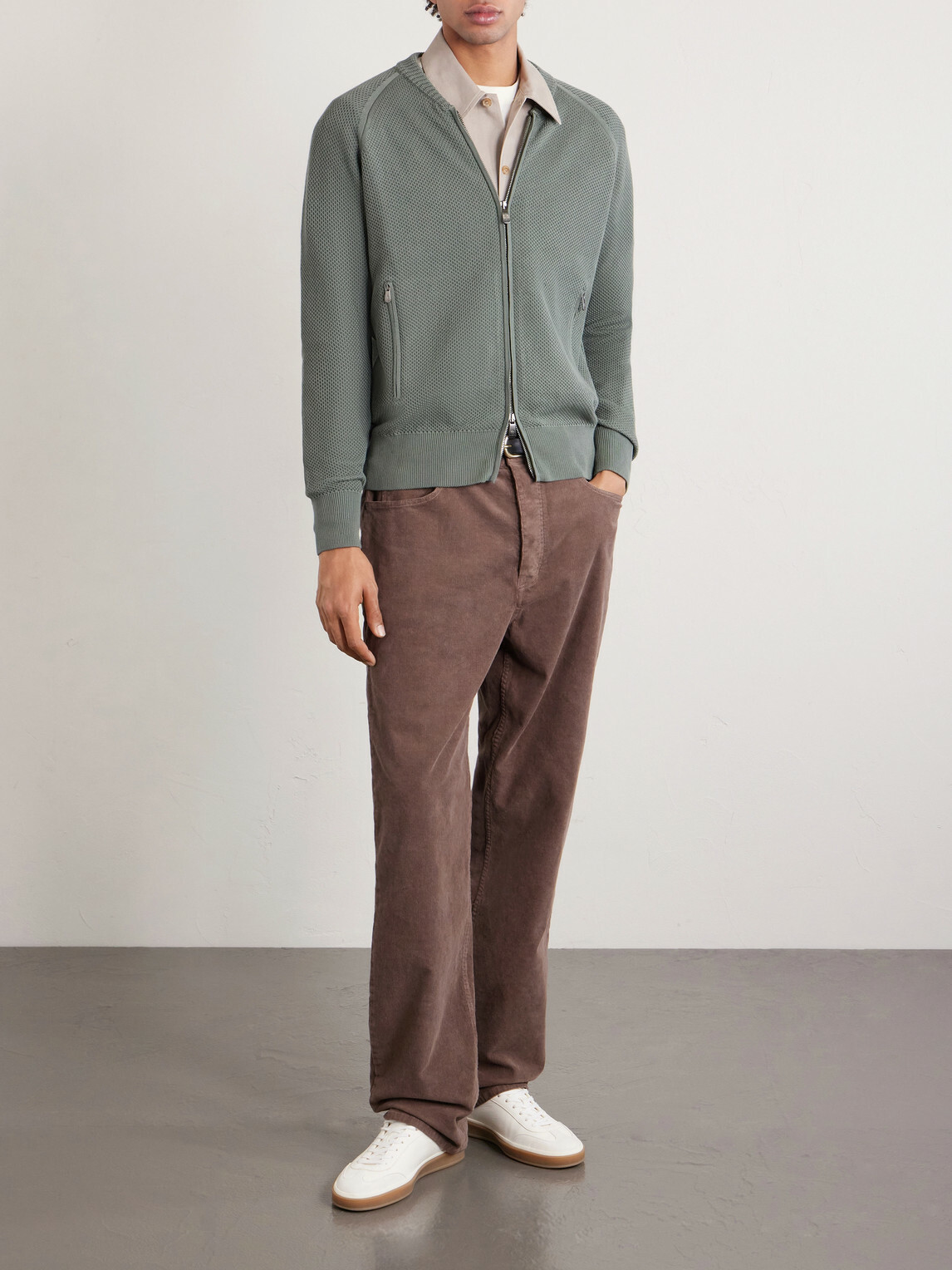 PIACENZA 1733 - Slim-Fit Honeycomb-Knit Cotton Bomber Jacket - Green