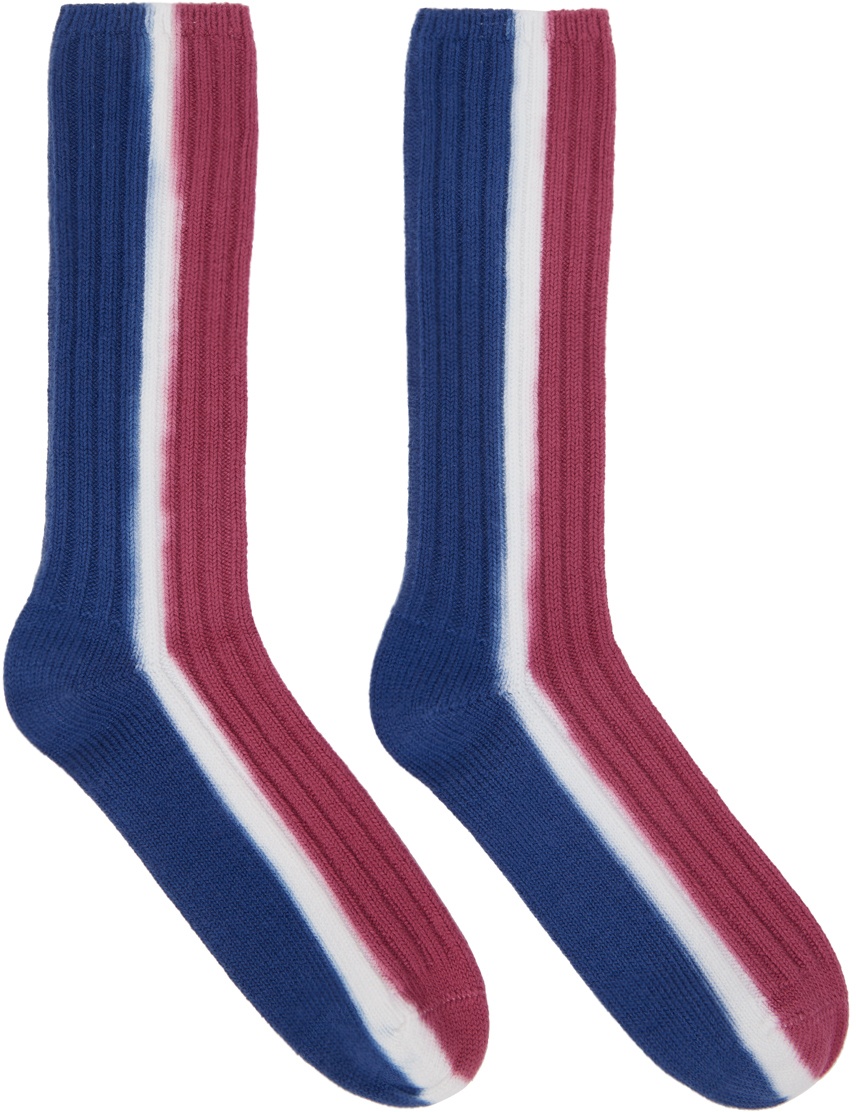 Photo: sacai Red & Navy Vertical Dye Socks