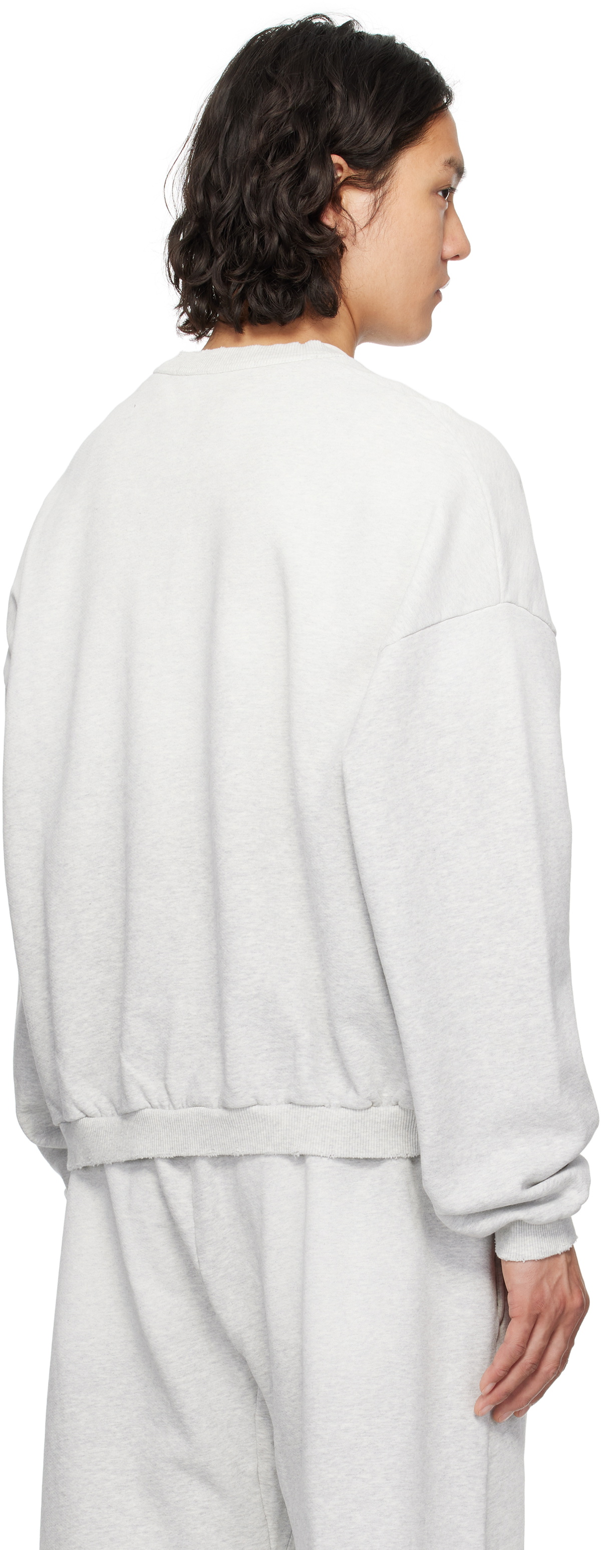 Alexander Wang Gray Logo Oversized Cotton Terry Sweatshirt