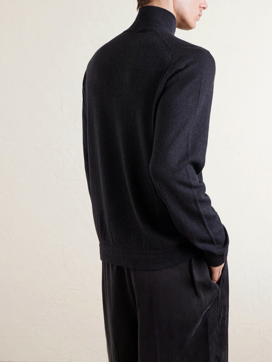 PIACENZA 1733 - Lupetto Cashmere and Linen-Blend Half-Zipped Sweater - Black