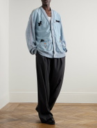 KAPITAL - Embroidered Chambray and Cotton Cardigan - Blue