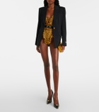 Versace Leopard-print silk satin bodysuit
