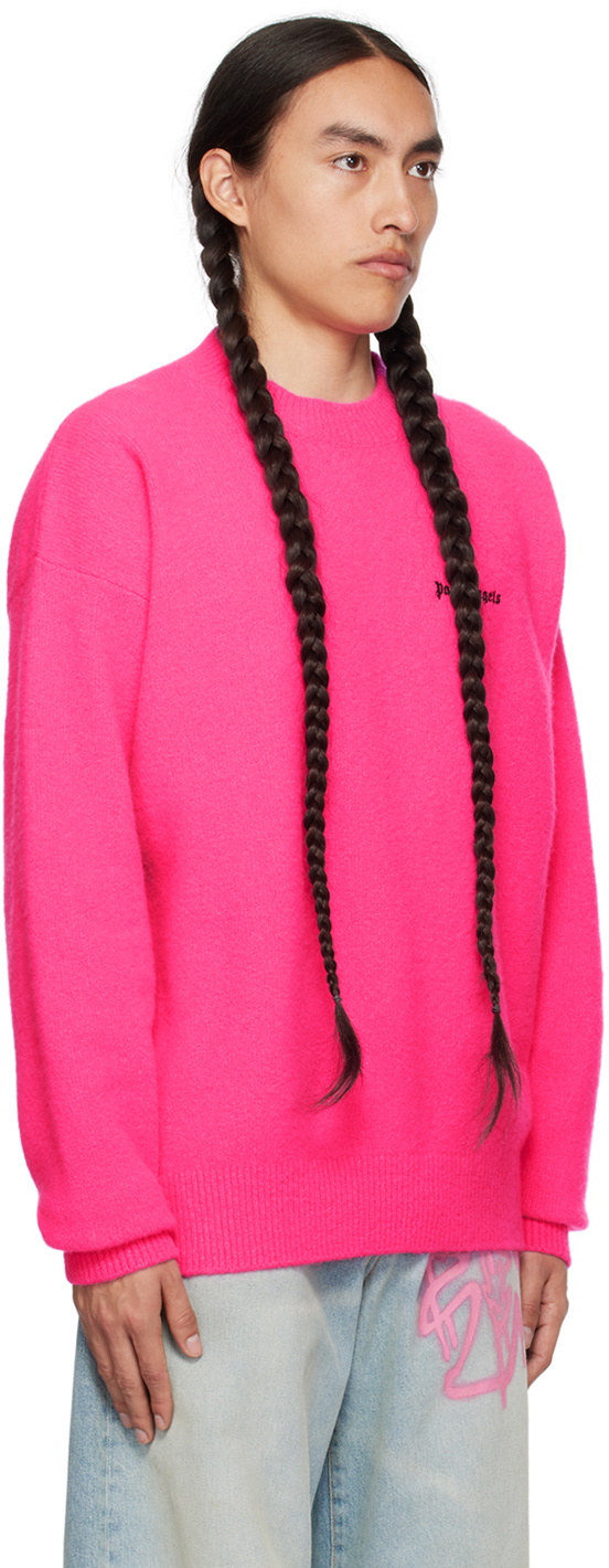 Palm Angels Pink Embroidered Logo Knit Beanie