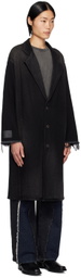 JieDa Black Hand-Bleached Denim Coat