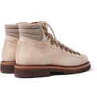 Brunello Cucinelli - Mélange Wool- and Leather-Trimmed Nubuck Boots - Neutrals