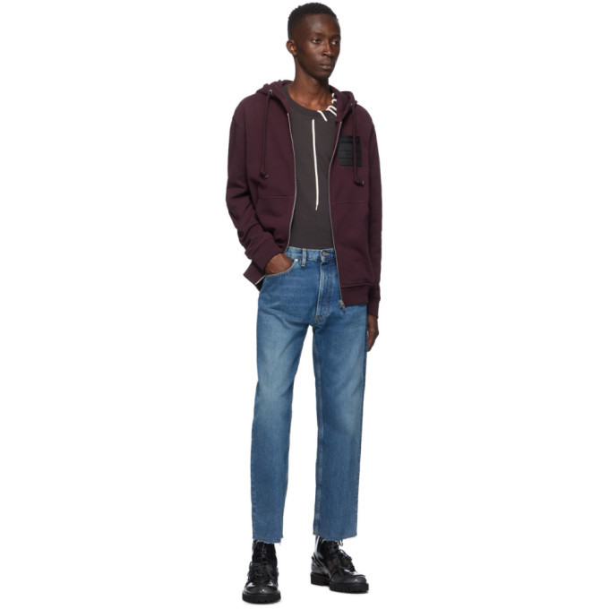 Maison Margiela Burgundy Stereotype Zip-Up Hoodie Maison Margiela